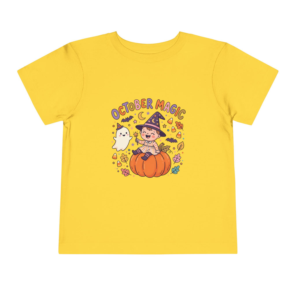 Halloween - October Magic Toddler Tee — Cute Witch Pumpkin Halloween Shirt