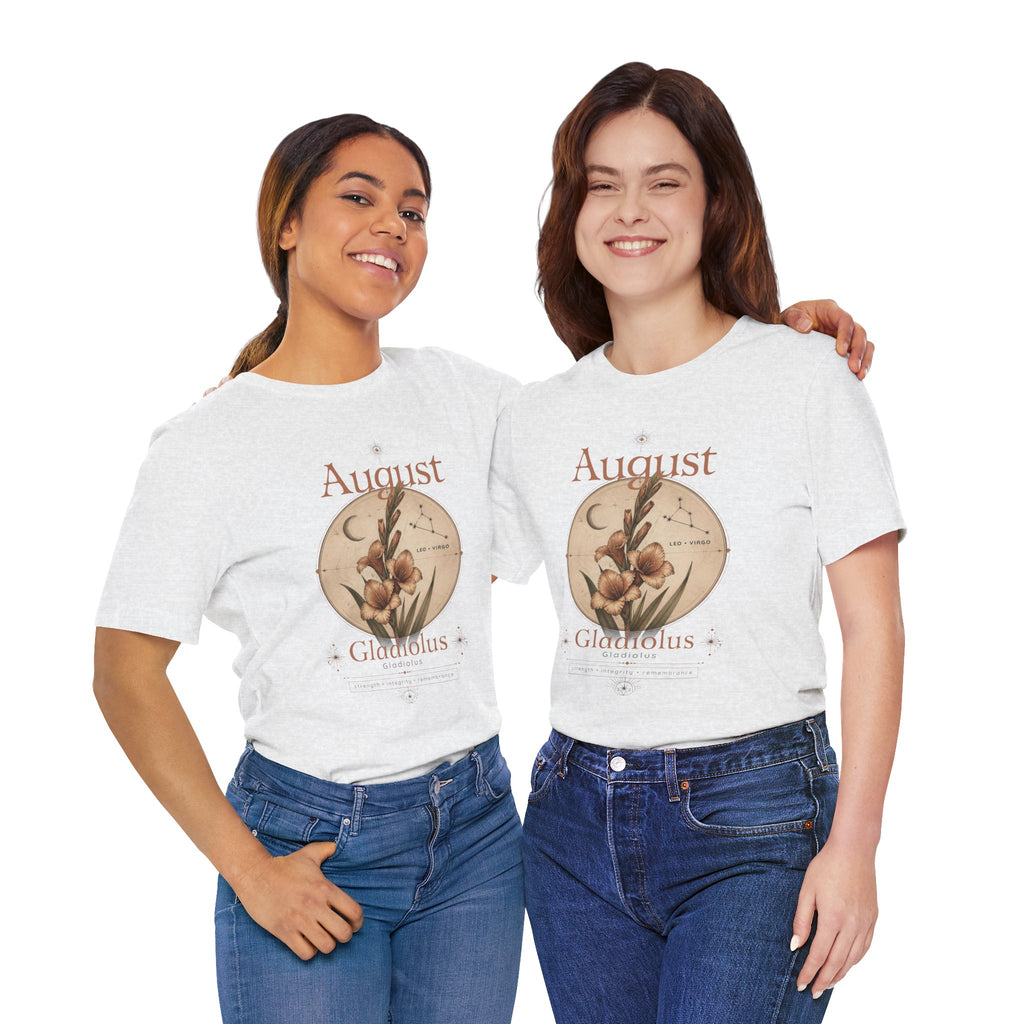 August Birth Flower Gladiolus Floral Tee