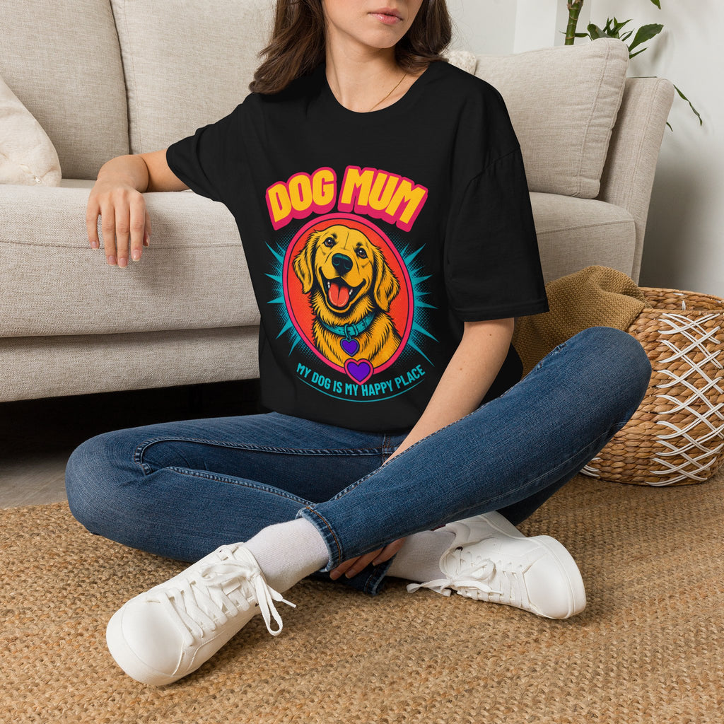Dog Mum Golden Retriever T-Shirt | Cute Retro Dog Portrait, Pet Lover Tee