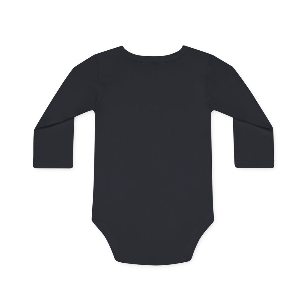 October Marigold Glow Organic Baby Bodysuit — Long‑Sleeve Floral Moon Design