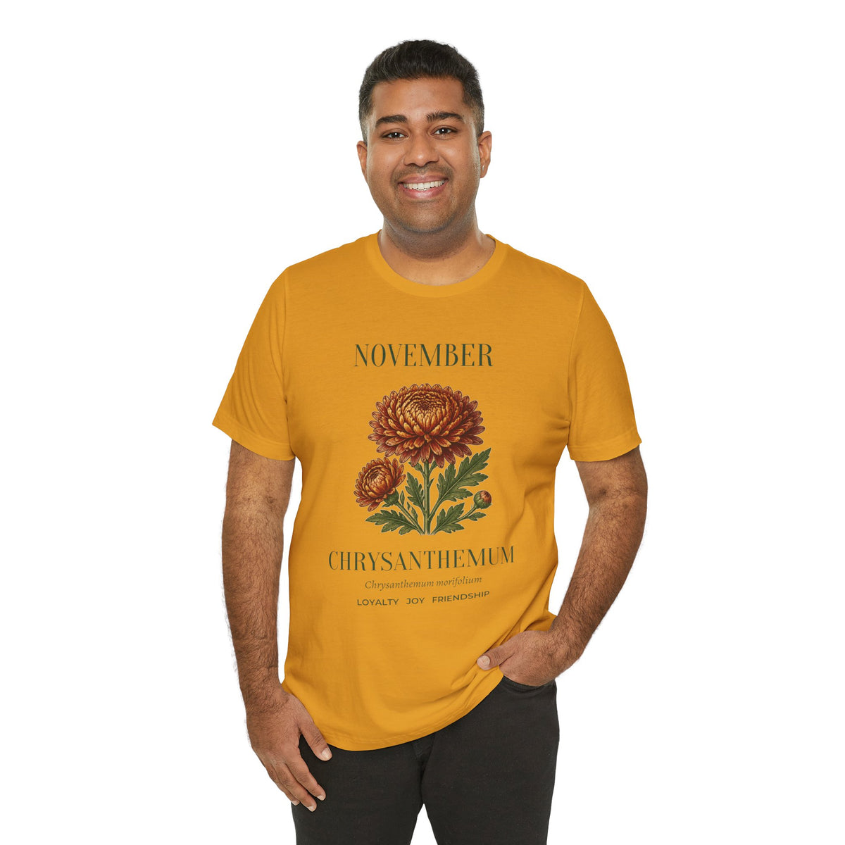 November Birth Flower Tee | Chrysanthemum Celestial Design | Birthday Gift