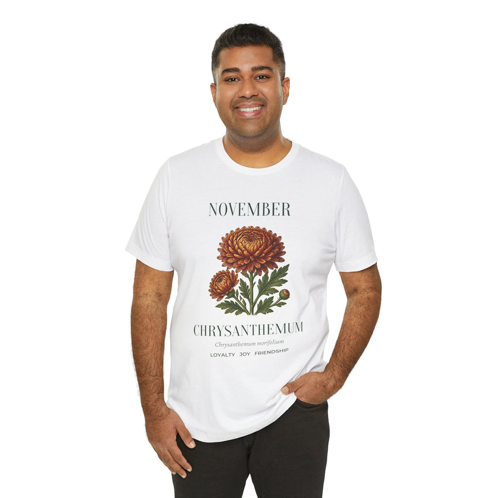 November Birth Flower Tee | Chrysanthemum Celestial Design | Birthday Gift