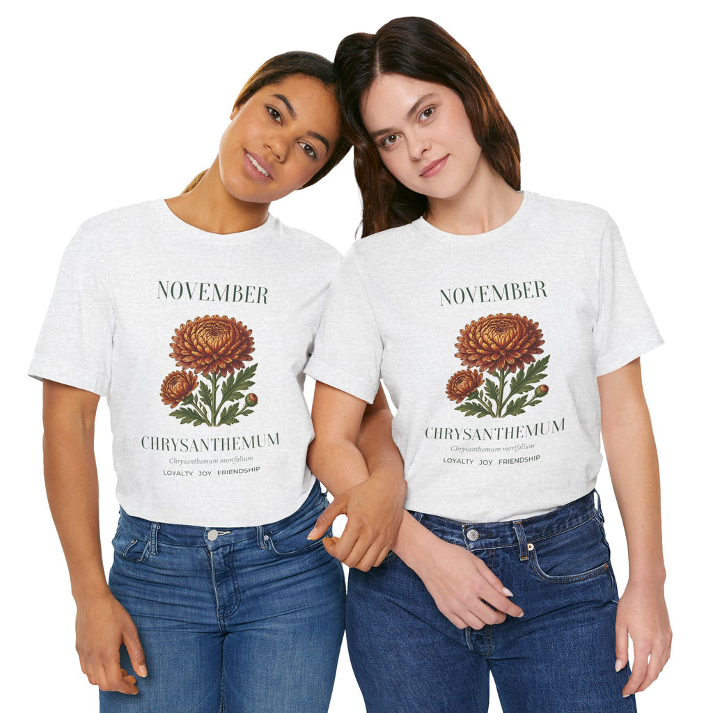November Birth Flower Tee | Chrysanthemum Celestial Design | Birthday Gift