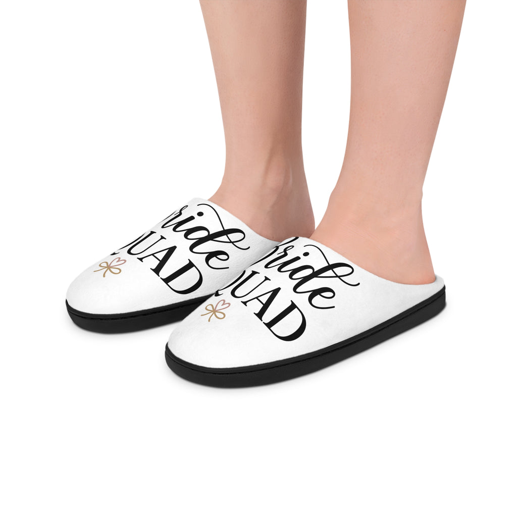 “Bride Squad” Script Design (Bachelorette Party, Bridal Shower Gift) Women’s Indoor Slippers