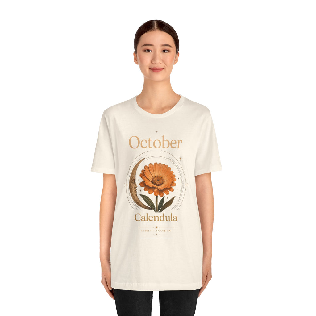 October Birth Flower Calendula T‑Shirt – Floral Birth Month Tee