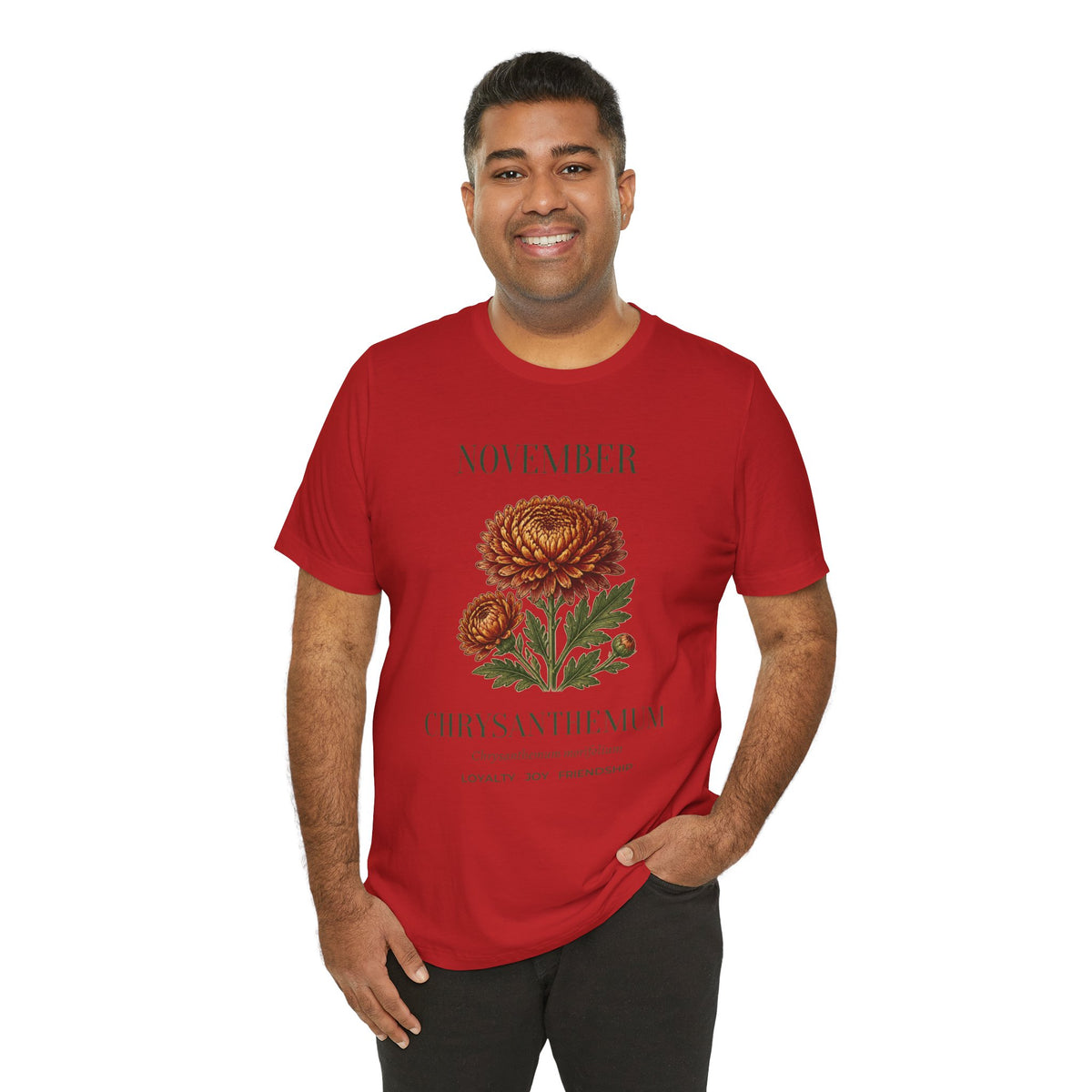 November Birth Flower Tee | Chrysanthemum Celestial Design | Birthday Gift