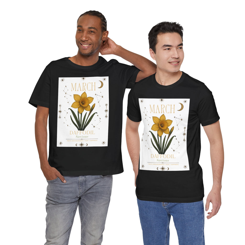 March Zodiac/Celestial aesthetics with birth flower — Birth Month Flower Tee