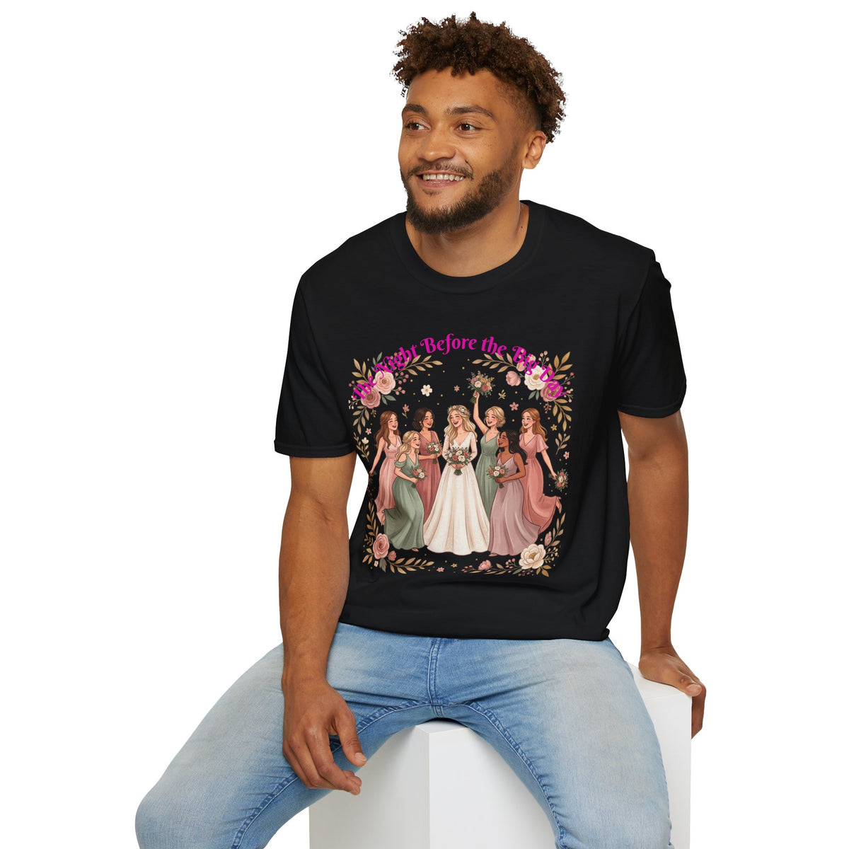 Bride and Bridesmaids Illustration T-Shirt | Floral Wedding Bridal Party Design