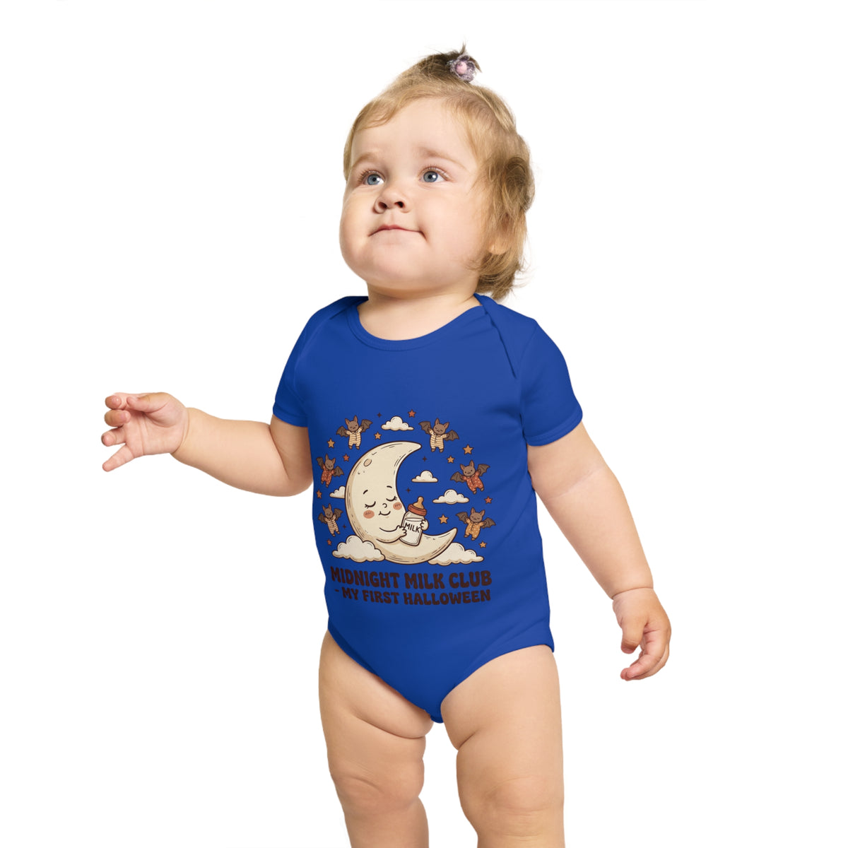 Halloween Baby Bodysuit — "Midnight Milk Club: My First Halloween" Cute Moon & Cupcake Infant One-Piece