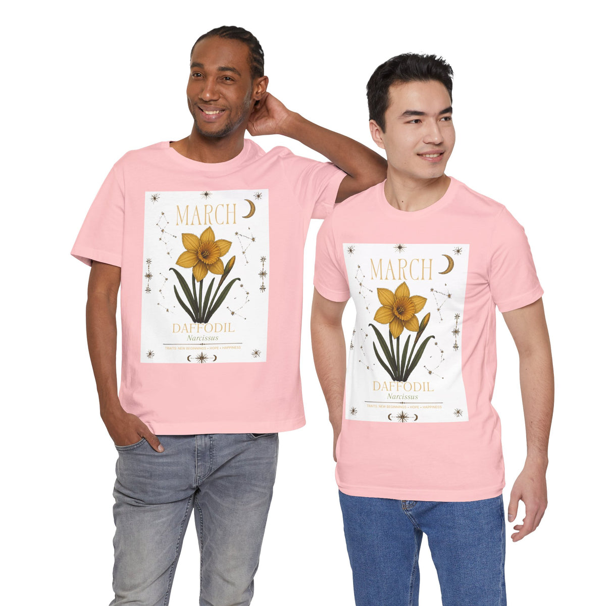 March Zodiac/Celestial aesthetics with birth flower — Birth Month Flower Tee