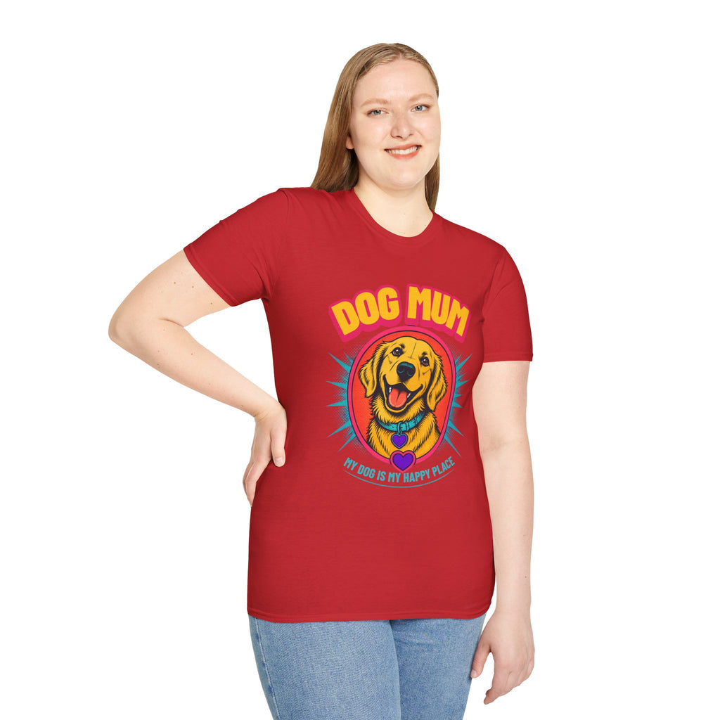 Dog Mum Golden Retriever T-Shirt | Cute Retro Dog Portrait, Pet Lover Tee