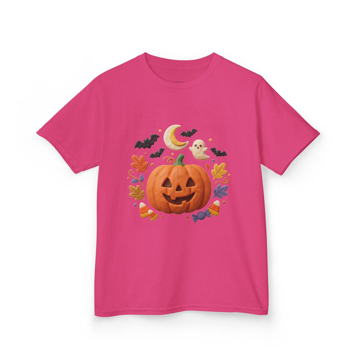 Jack-o'-Lantern Pumpkin Kids Tee | Halloween Ghosts, Bats, Moon, Autumn Leaves