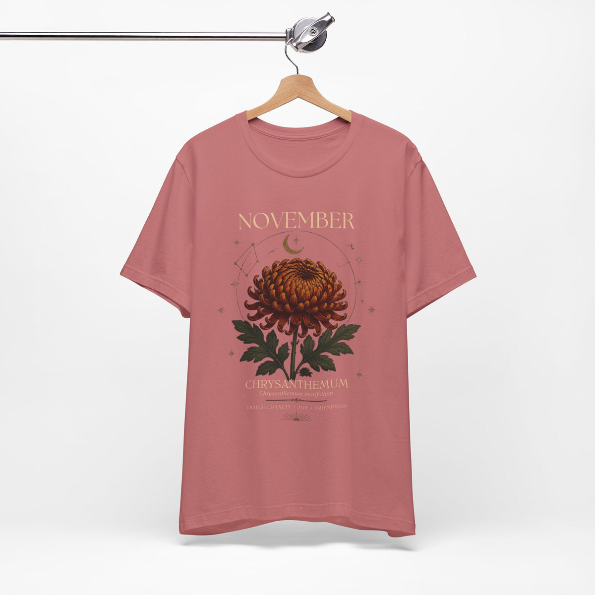 November Birth Flower Chrysanthemum Tee — Floral Birth Month T-Shirt