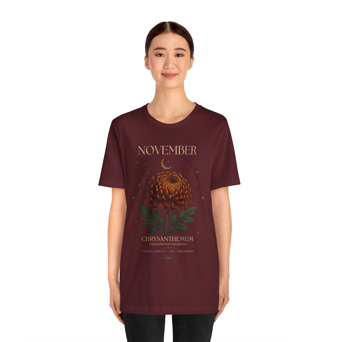 November Birth Flower Chrysanthemum Tee — Floral Birth Month T-Shirt