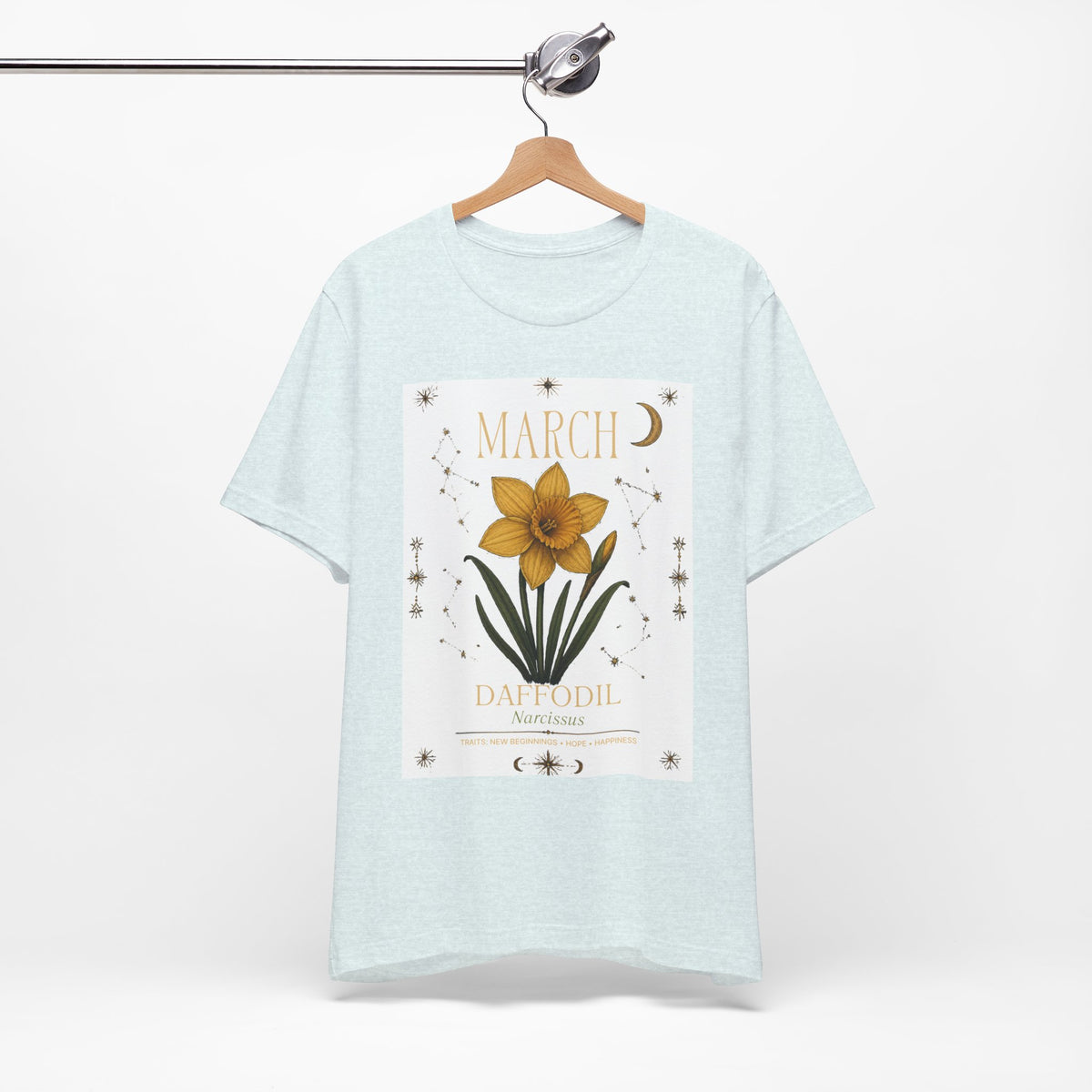 March Zodiac/Celestial aesthetics with birth flower — Birth Month Flower Tee