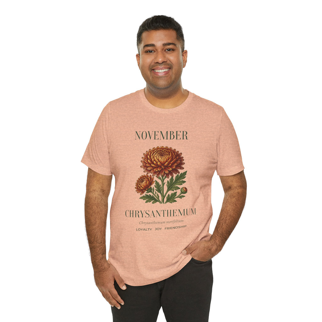 November Birth Flower Tee | Chrysanthemum Celestial Design | Birthday Gift