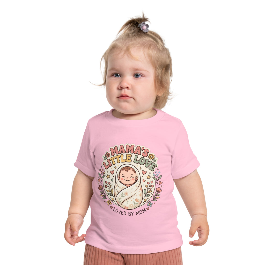 Mama's Little Love baby short sleeve t-shirt | Loved by Mom, floral swaddle design