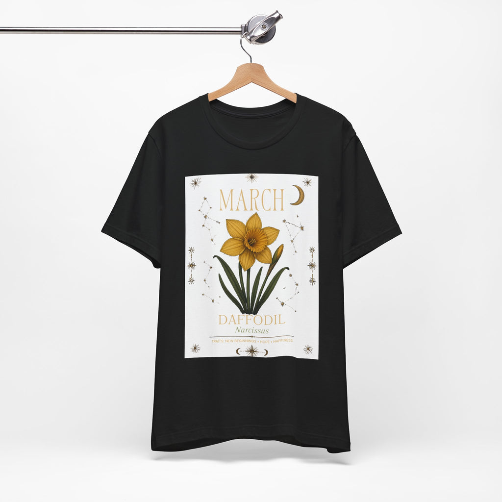 March Zodiac/Celestial aesthetics with birth flower — Birth Month Flower Tee