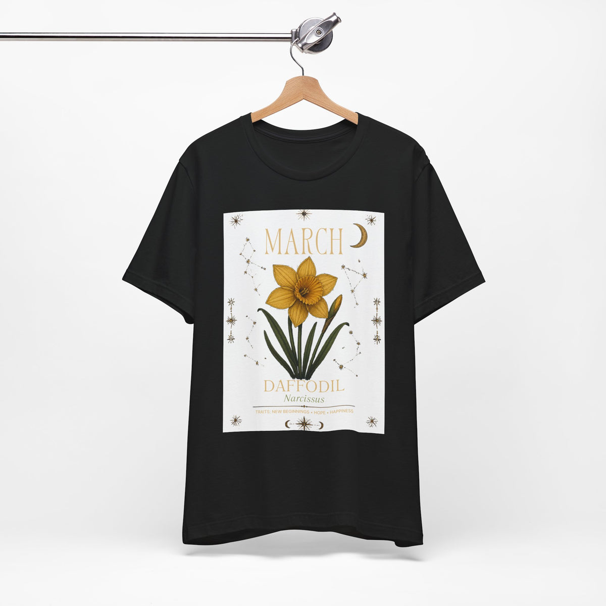 March Zodiac/Celestial aesthetics with birth flower — Birth Month Flower Tee