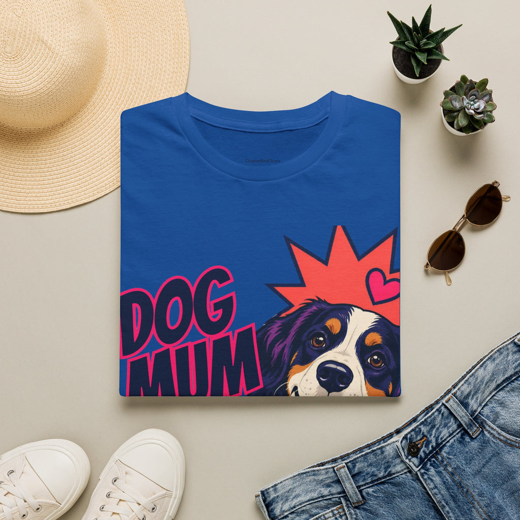 Dog Mum Pop Art T-Shirt | Happy Dog Portrait, Heart Collar