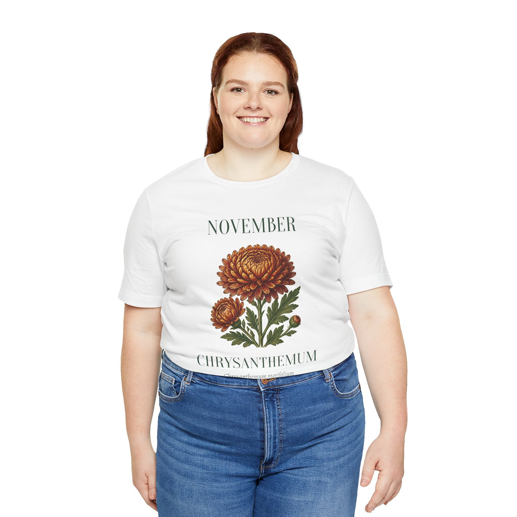 November Birth Flower Tee | Chrysanthemum Celestial Design | Birthday Gift