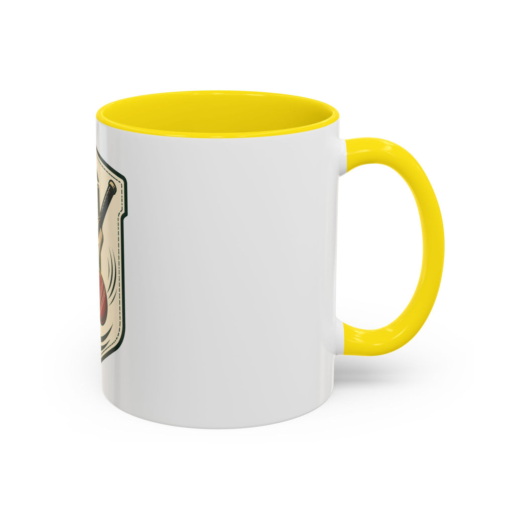 Cricket Crest Accent Mug — Vintage Bat & Ball Coffee Cup (11/15oz)