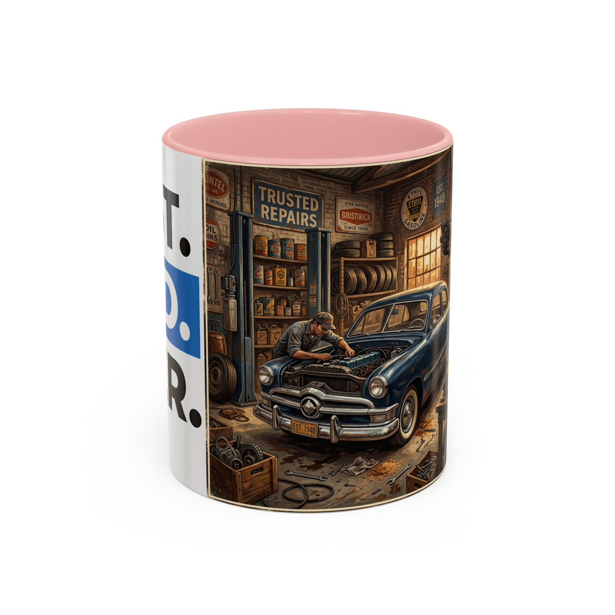 Vintage Dad Garage Mechanic Illustration Mug | Accent Coffee Mug