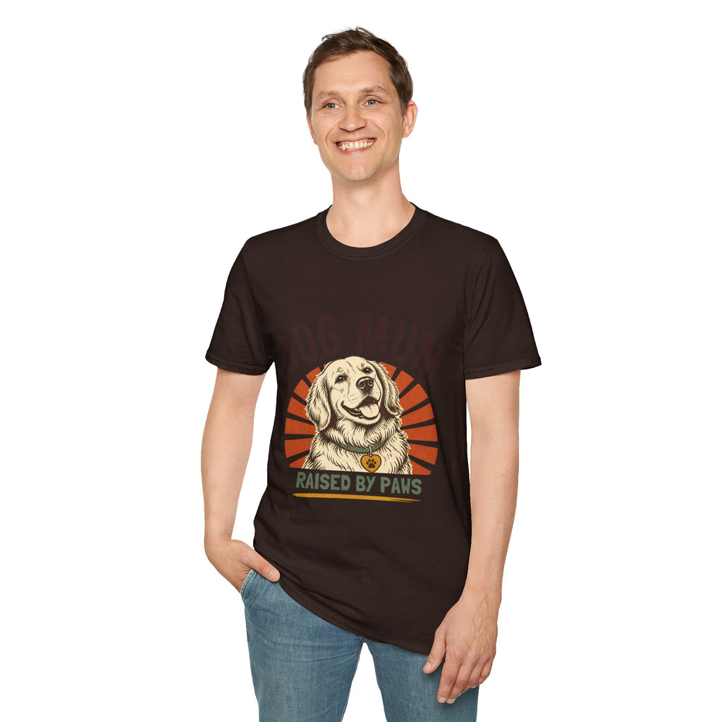 Dog Mum Raised By Paws T-Shirt | Golden Retriever Retro