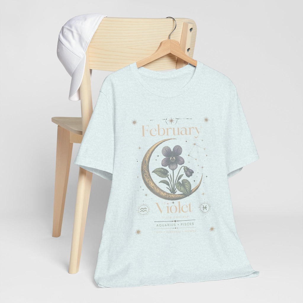 February Birth Flower Tee | Violet Botanical Design | Birthday Gift