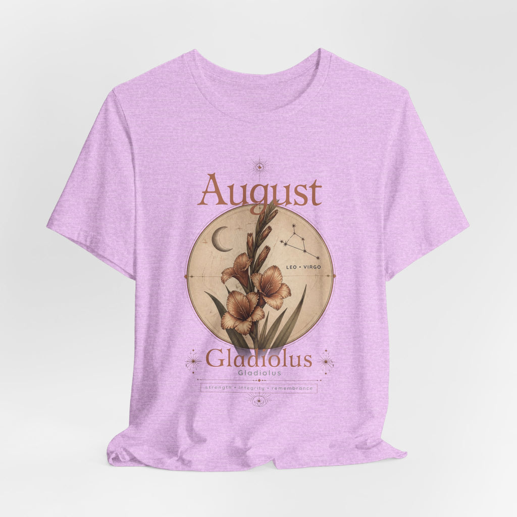 August Birth Flower Gladiolus Floral Tee