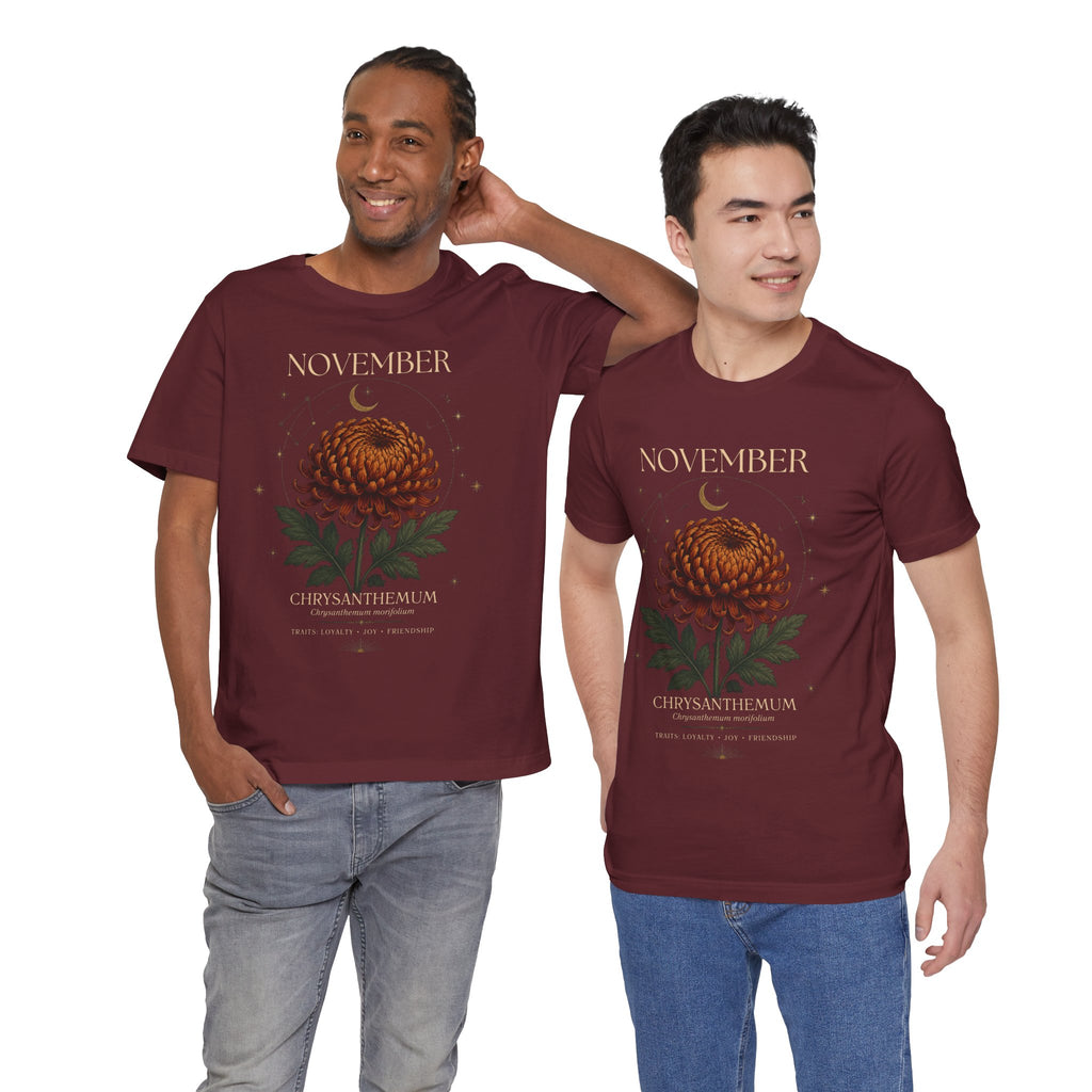 November Birth Flower Chrysanthemum Tee — Floral Birth Month T-Shirt