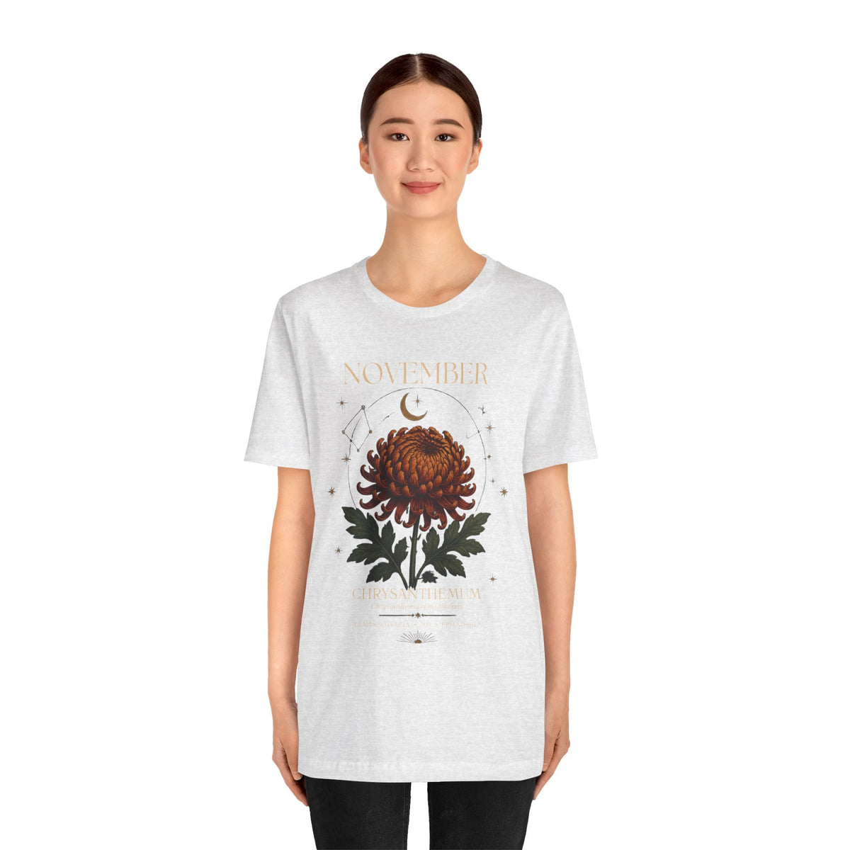 November Birth Flower Chrysanthemum Tee — Floral Birth Month T-Shirt