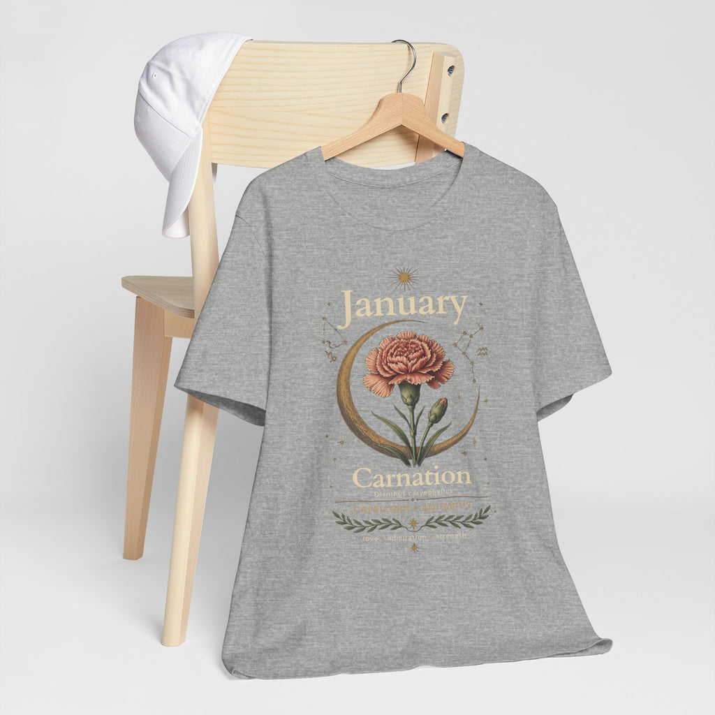 January Birth Flower - Carnation T-Shirt — Birth Month Flower Tee