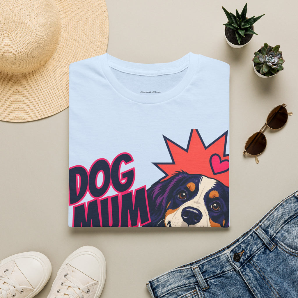 Dog Mum Pop Art T-Shirt | Happy Dog Portrait, Heart Collar