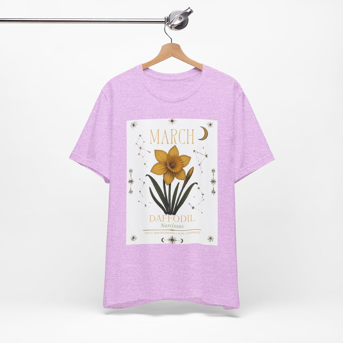 March Zodiac/Celestial aesthetics with birth flower — Birth Month Flower Tee