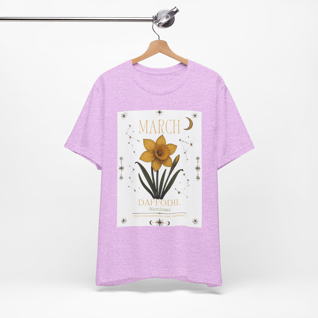 March Zodiac/Celestial aesthetics with birth flower — Birth Month Flower Tee