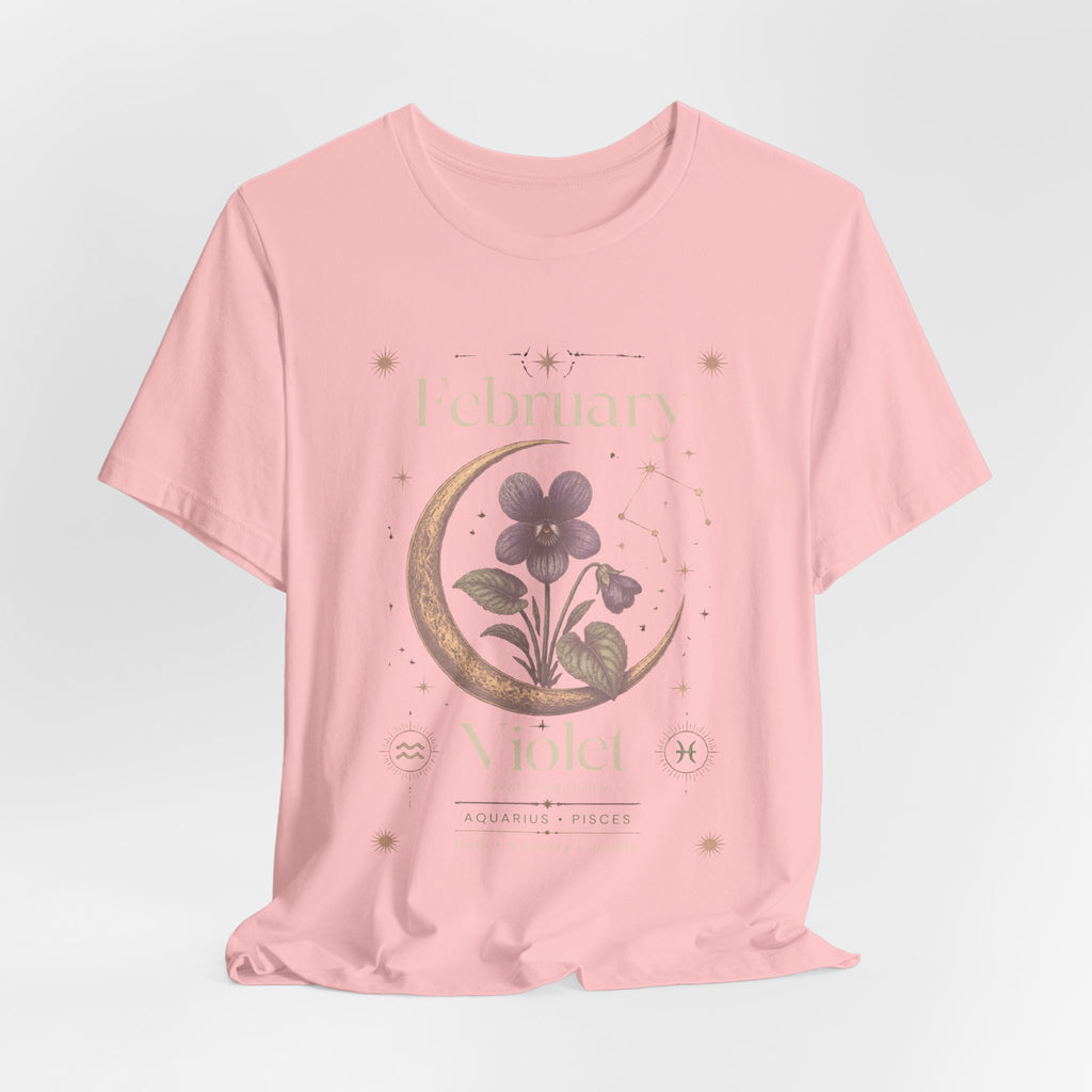 February Birth Flower Tee | Violet Botanical Design | Birthday Gift