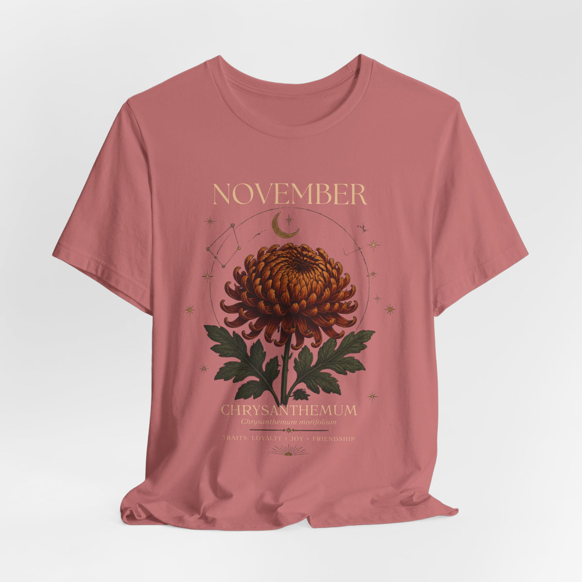 November Birth Flower Chrysanthemum Tee — Floral Birth Month T-Shirt