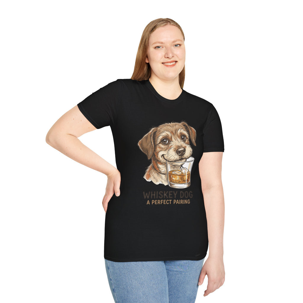 Whiskey Dog A Perfect Pairing T-Shirt | Dog & Whiskey Illustration