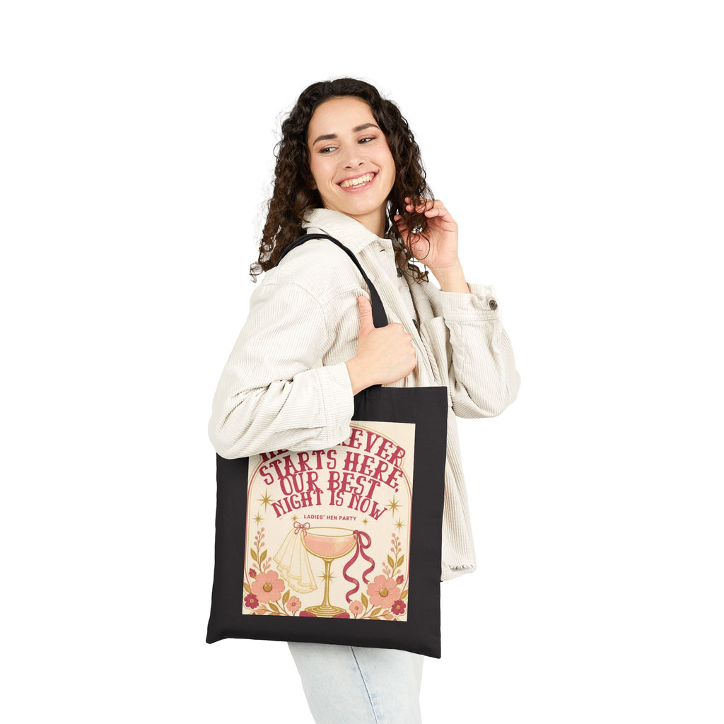 Tote Bag — “Her Forever Starts Here” Bachelorette Party Canvas Tote