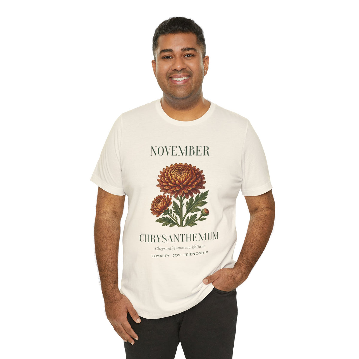 November Birth Flower Tee | Chrysanthemum Celestial Design | Birthday Gift