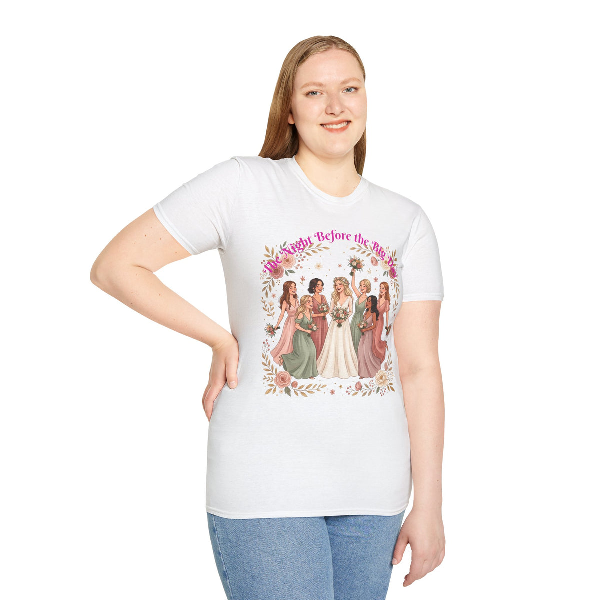 Bride and Bridesmaids Illustration T-Shirt | Floral Wedding Bridal Party Design