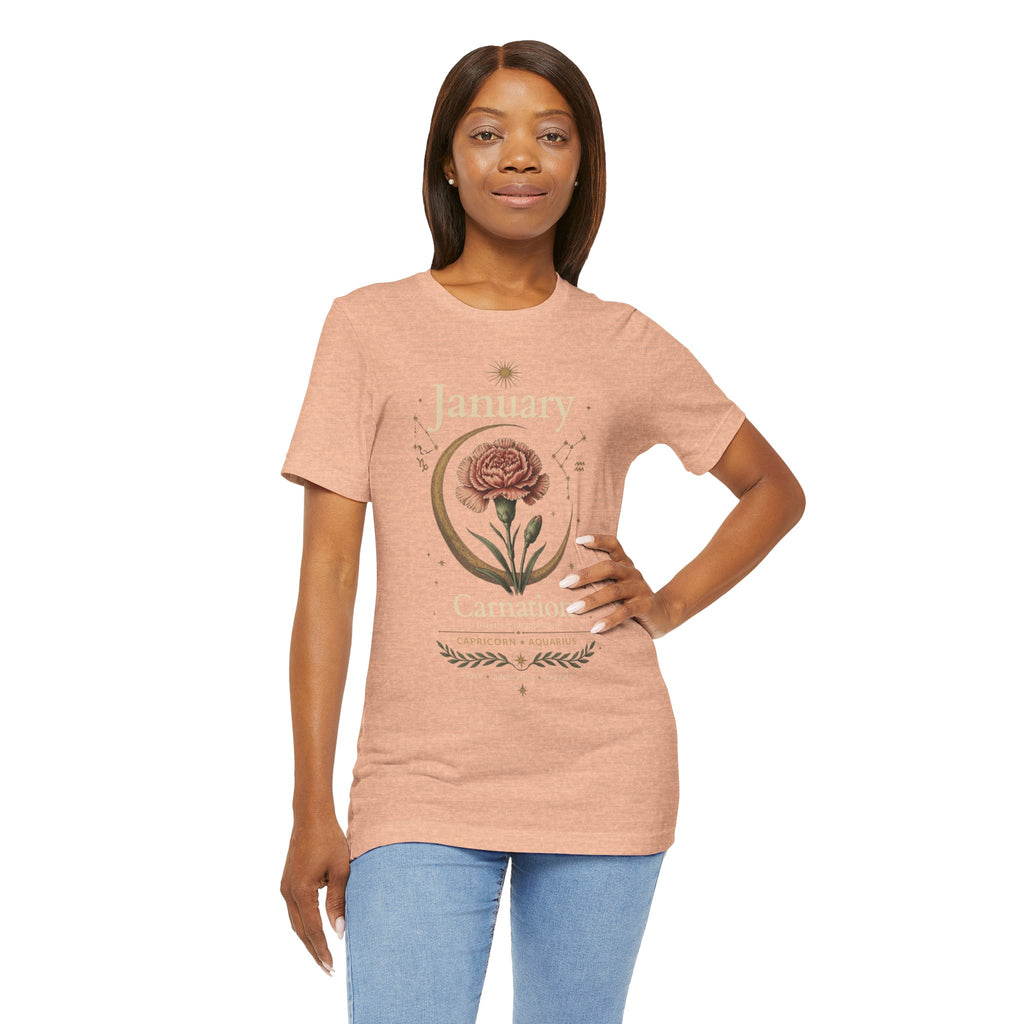 January Birth Flower - Carnation T-Shirt — Birth Month Flower Tee