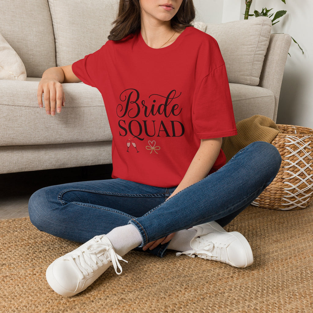 Bride Squad T-Shirt — Bachelorette Party Bridesmaid Tee with Champagne Icons