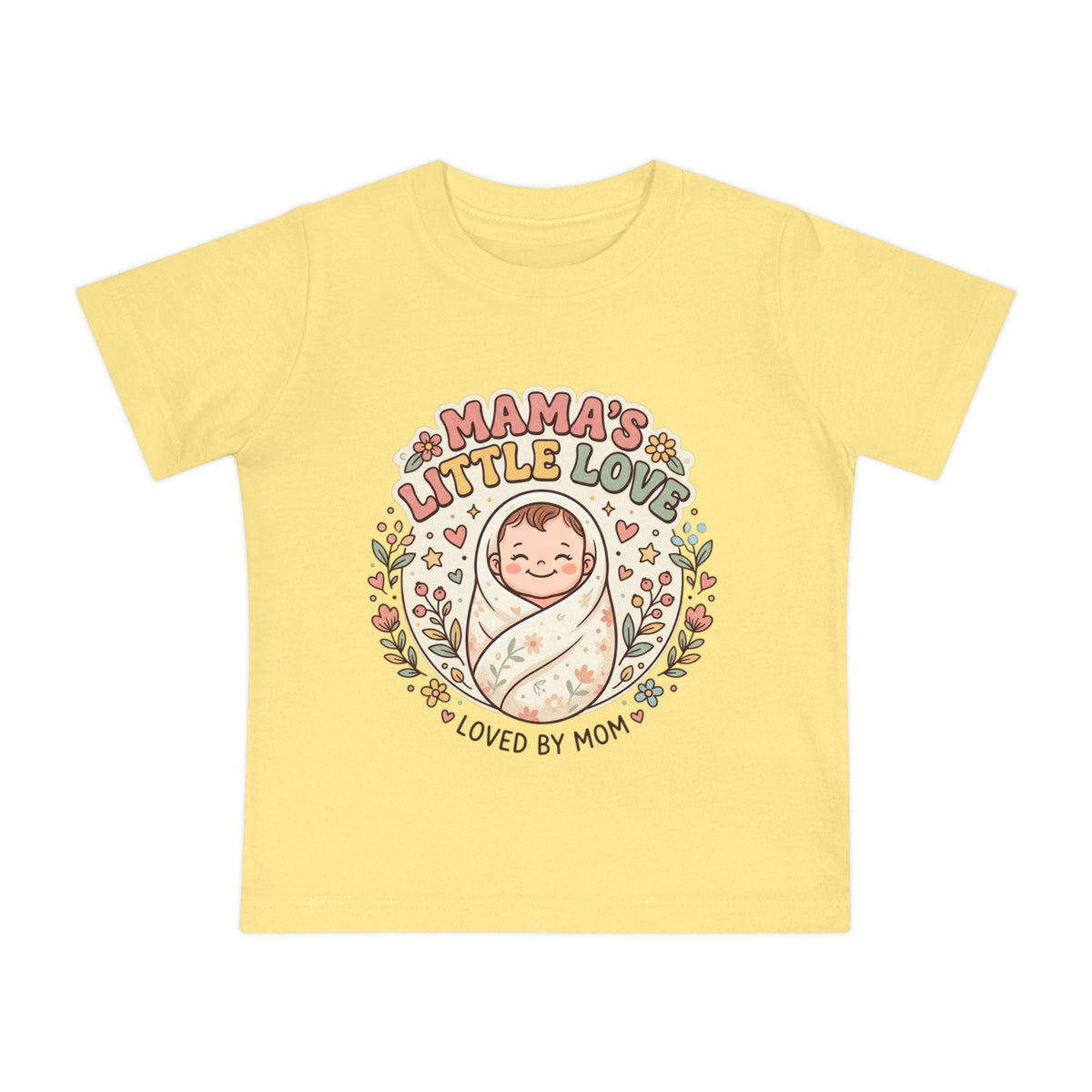 Mama's Little Love baby short sleeve t-shirt | Loved by Mom, floral swaddle design