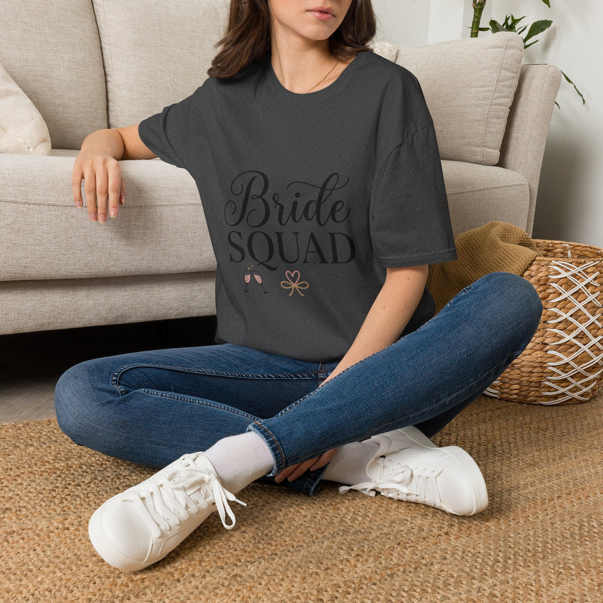 Bride Squad T-Shirt — Bachelorette Party Bridesmaid Tee with Champagne Icons