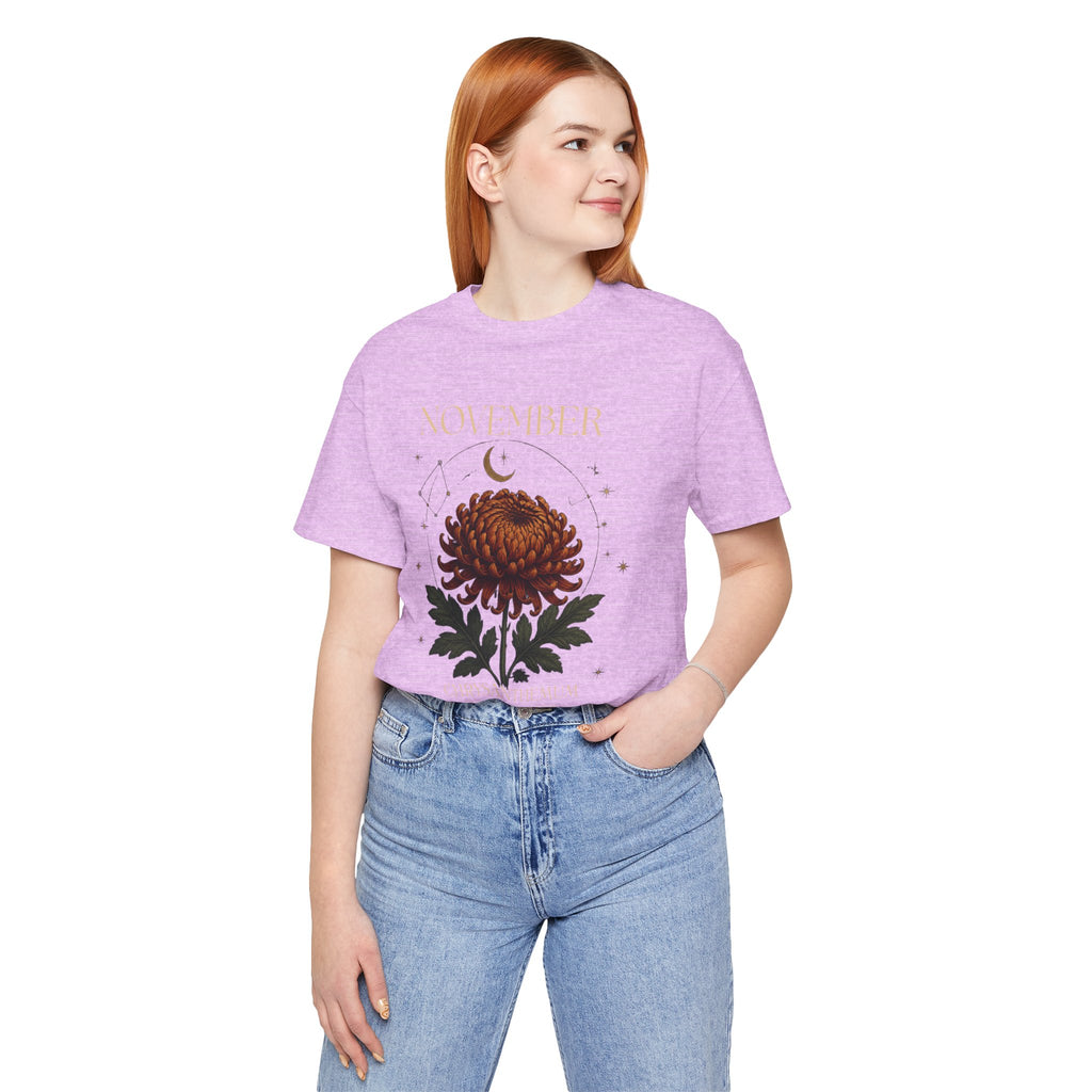 November Birth Flower Chrysanthemum Tee — Floral Birth Month T-Shirt