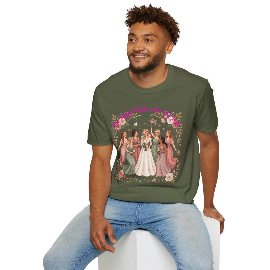 Bride and Bridesmaids Illustration T-Shirt | Floral Wedding Bridal Party Design