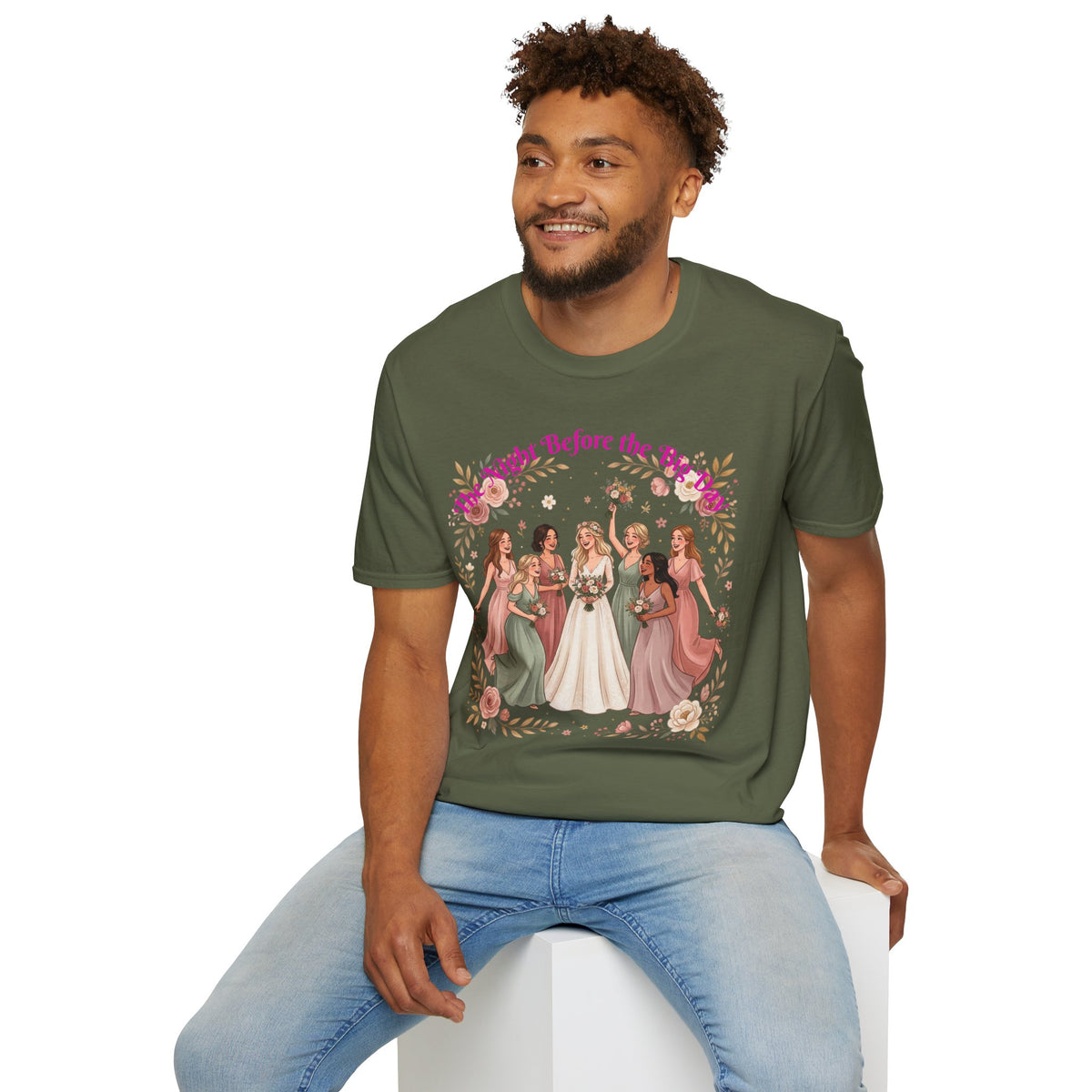 Bride and Bridesmaids Illustration T-Shirt | Floral Wedding Bridal Party Design