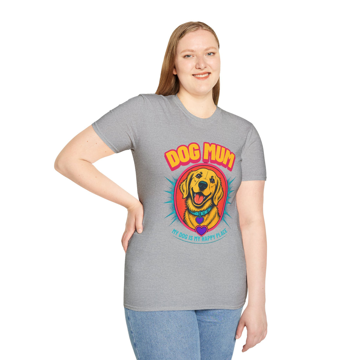 Dog Mum Golden Retriever T-Shirt | Cute Retro Dog Portrait, Pet Lover Tee
